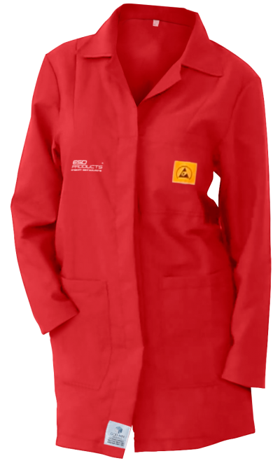 ESD Lab Coat 1/2 Length ESD Smock Red Female M Antistatic Clothing ESD Garment